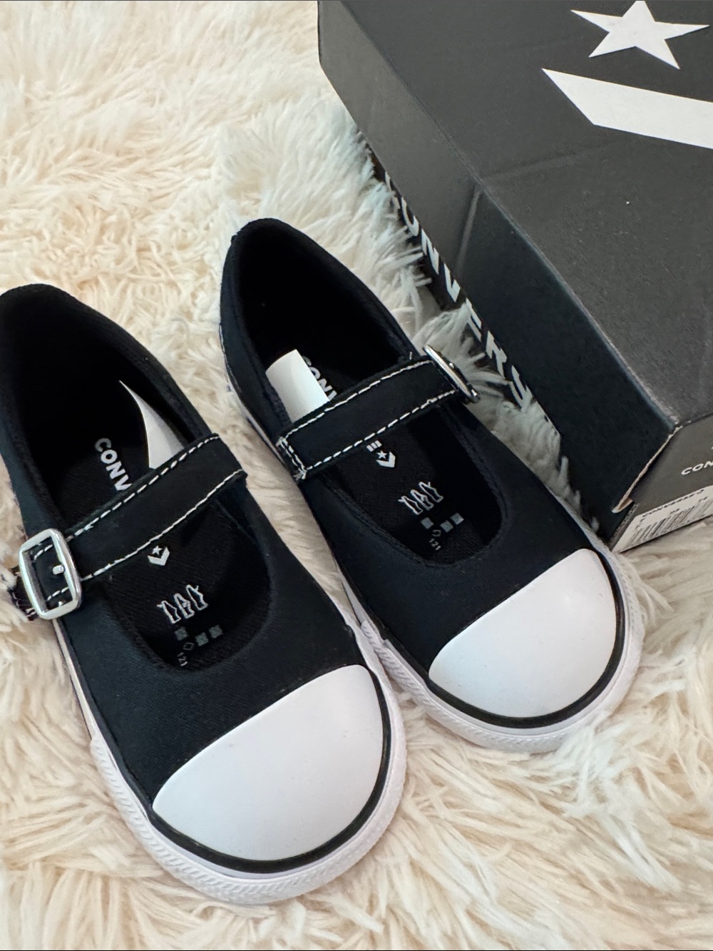 Converse Kids Black and White Mary Jane Sneaker